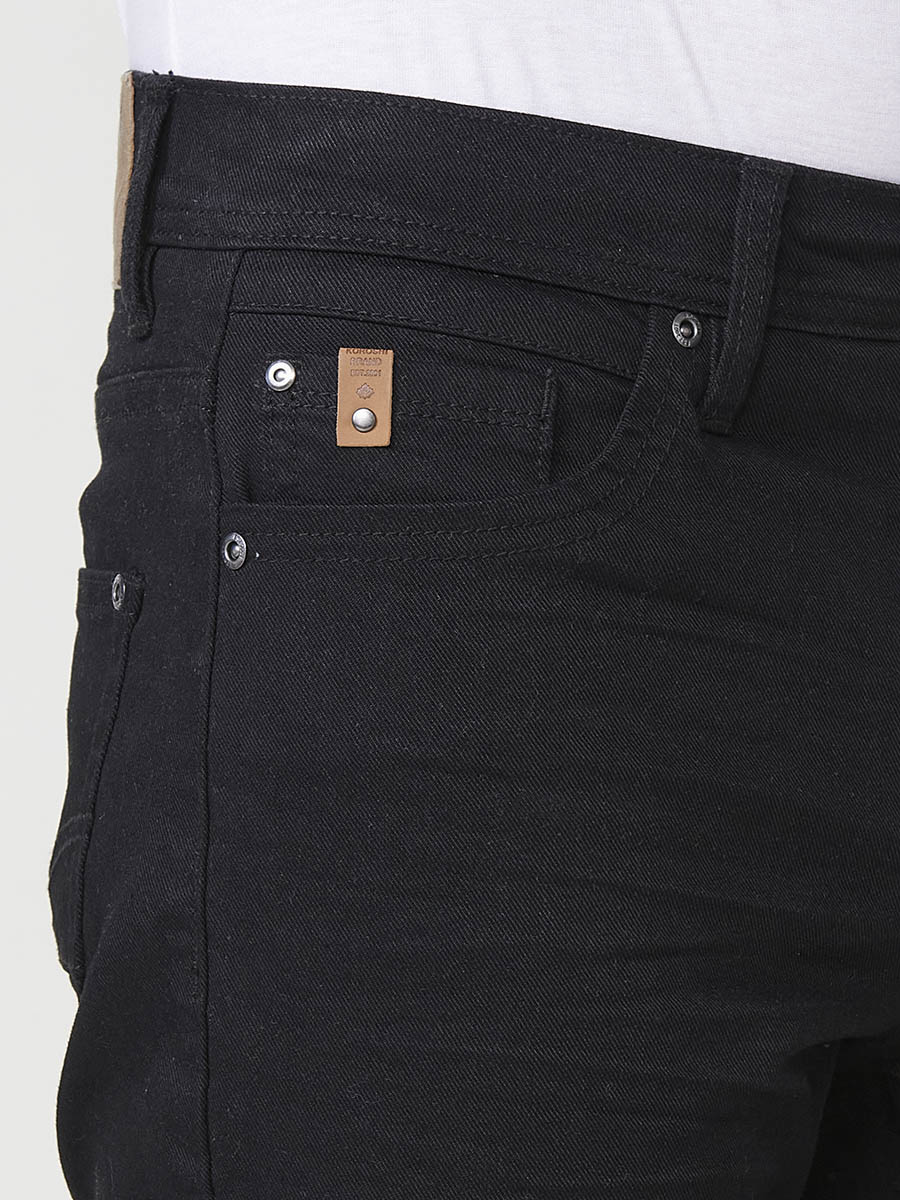 Bermuda twill algodón regular 5 bolsillos hombre negro detalle cintura - Koroshi 2511PS01