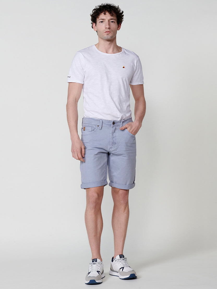 Bermuda twill algodón regular 5 bolsillos hombre azul claro - Koroshi 2511PS01