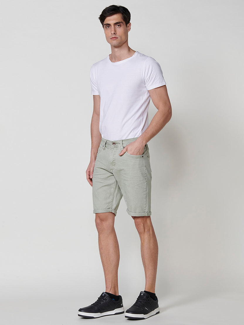 Bermuda twill algodón regular 5 bolsillos hombre verde - Koroshi 2511PS01