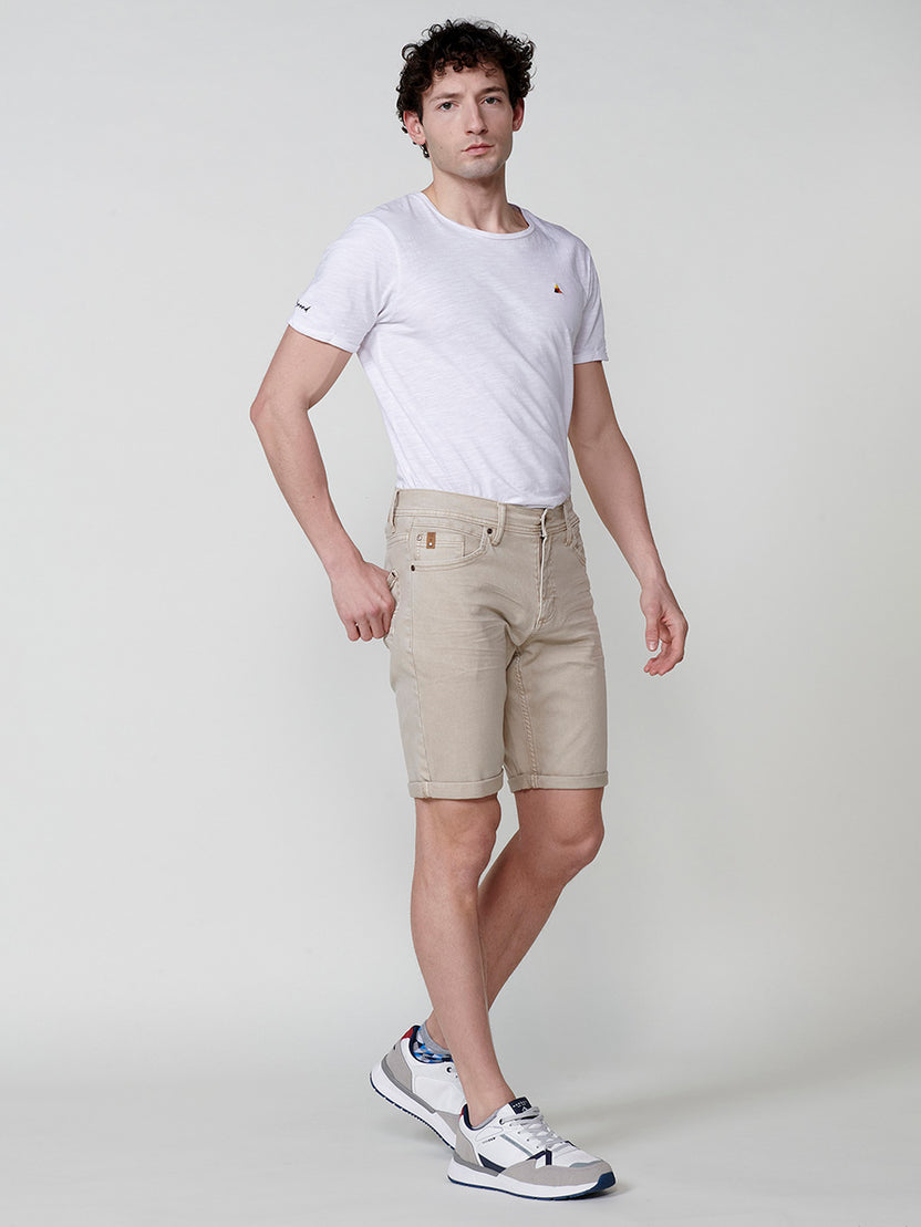 Bermuda twill algodón regular 5 bolsillos hombre piedra - Koroshi 2511PS01
