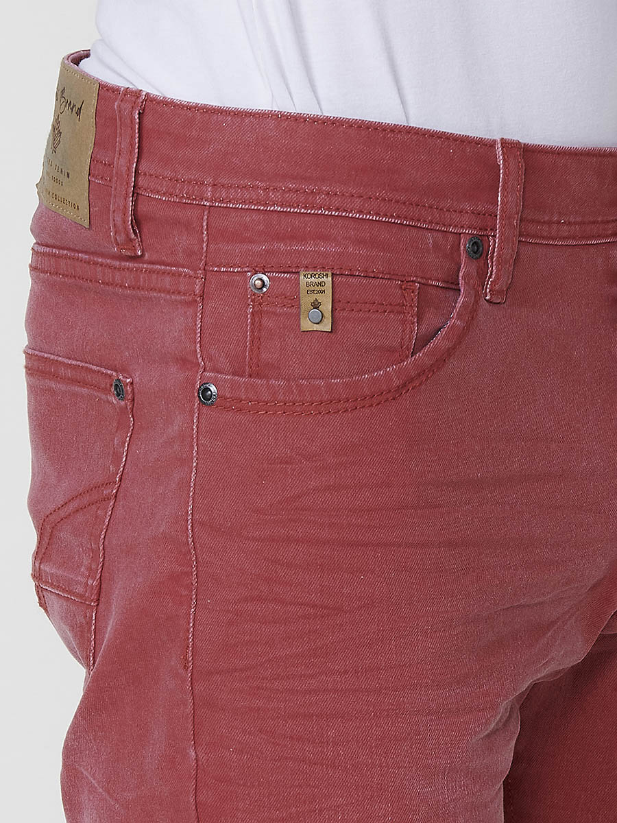 Men's red washed effect cotton twill Bermuda shorts - Koroshi 2511PS02