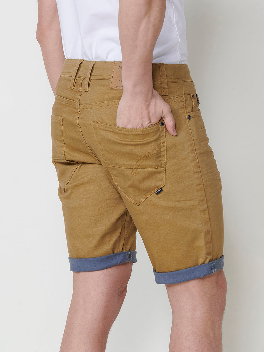 Bermuda twill algodón efecto lavado hombre ocre - Koroshi 2511PS02