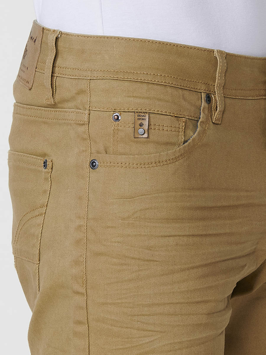 Bermuda twill algodón efecto lavado hombre ocre - Koroshi 2511PS02