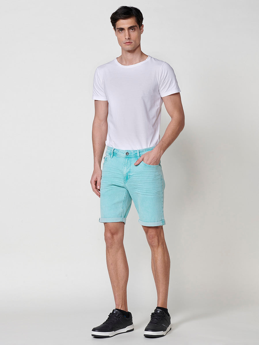 Bermuda twill efecto lavado 5 bolsillos hombre verde - Koroshi 2511PS05