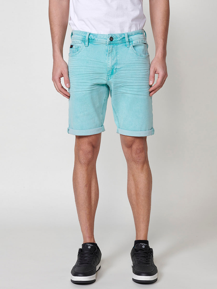 Bermuda twill efecto lavado 5 bolsillos hombre verde - Koroshi 2511PS05