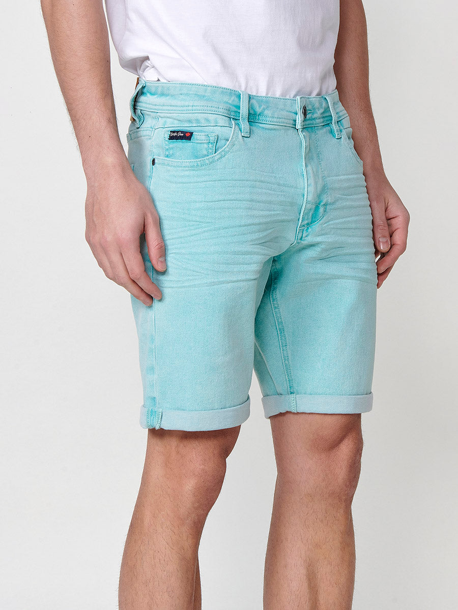 Bermuda twill efecto lavado 5 bolsillos hombre verde - Koroshi 2511PS05