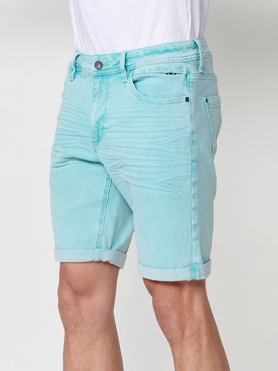 Bermuda twill efecto lavado 5 bolsillos hombre verde - Koroshi 2511PS05