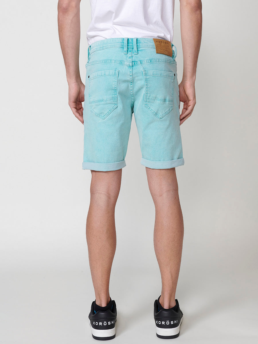 Bermuda twill efecto lavado 5 bolsillos hombre verde - Koroshi 2511PS05