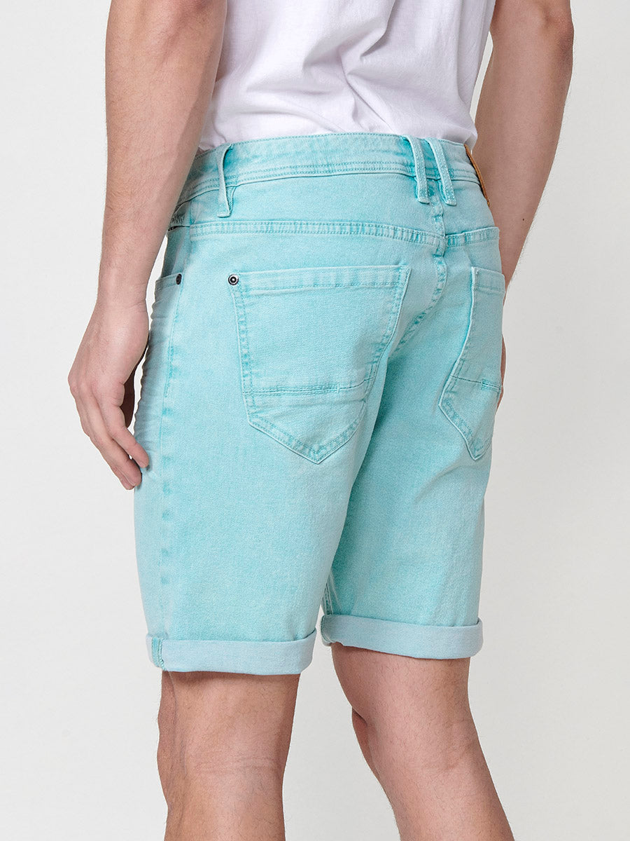 Bermuda twill efecto lavado 5 bolsillos hombre verde - Koroshi 2511PS05