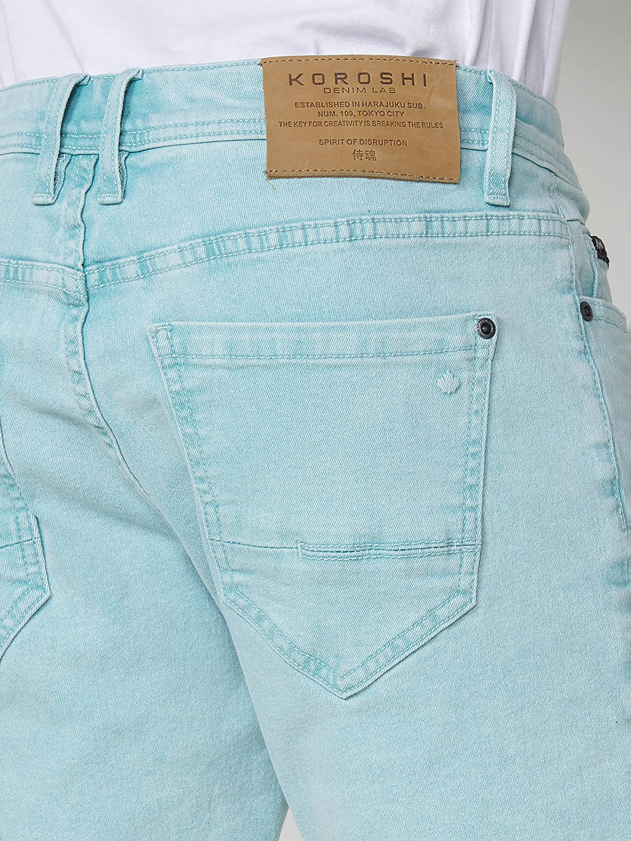 Bermuda twill efecto lavado 5 bolsillos hombre verde - Koroshi 2511PS05