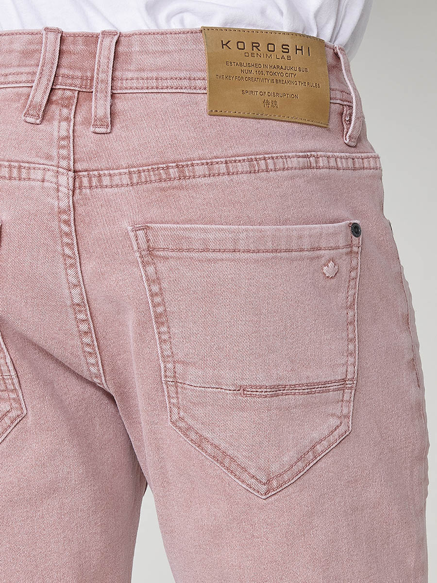 Bermuda twill efecte rentat 5 butxaques home rosa - Koroshi 2511PS05