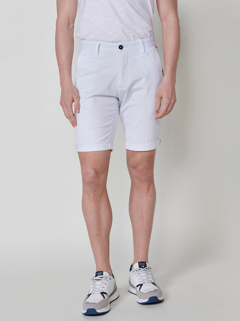 Men's white stretch cotton chino Bermuda shorts - Koroshi 2511PS07