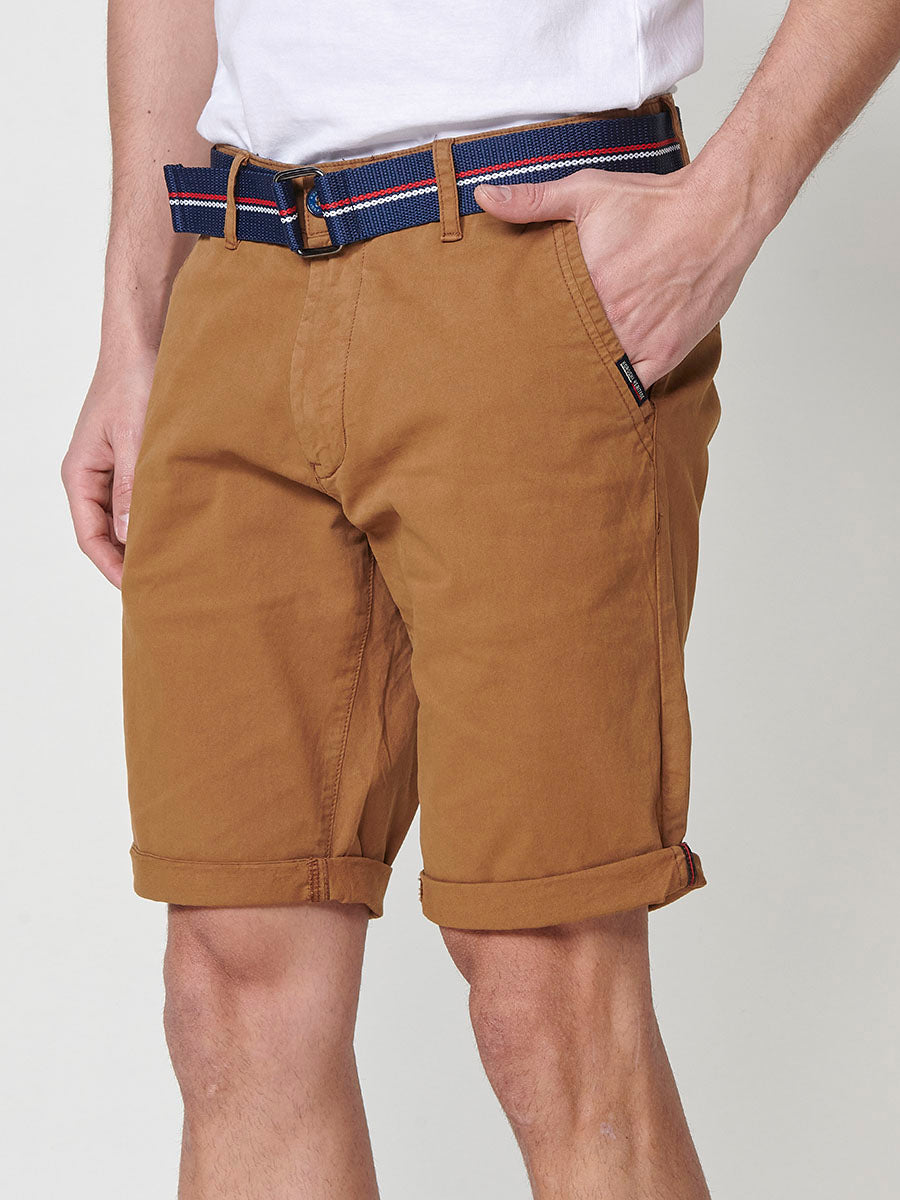 Bermuda chino algodón elástico hombre tierra - Koroshi 2511PS07
