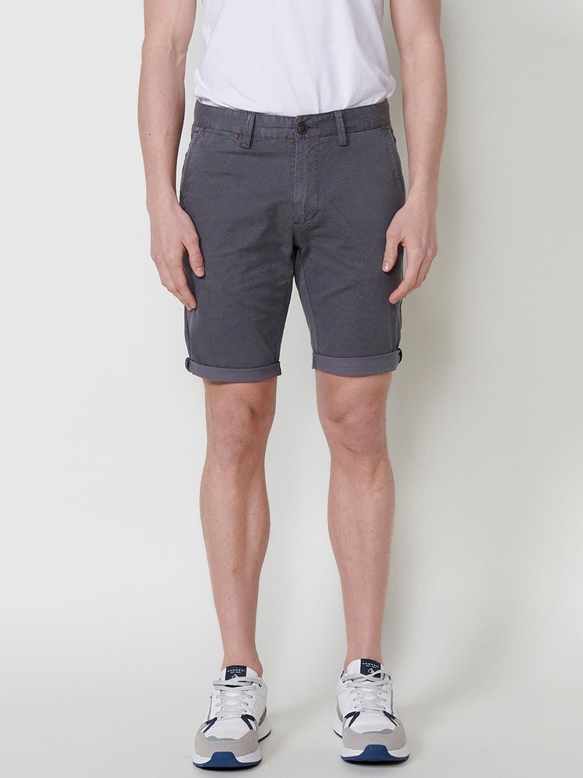 Graue Herren-Chinoshorts aus Baumwolle mit Mikrodruck – Koroshi 2511PS08