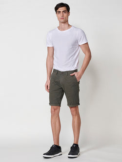 Men's green micro printed cotton chino shorts - Koroshi 2511PS08