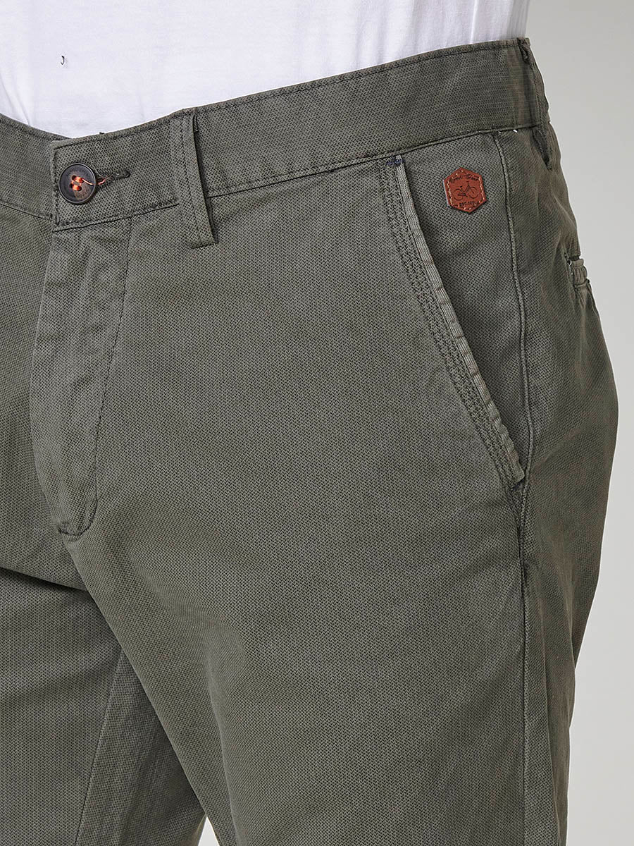 Short chino homme vert en coton micro imprimé - Koroshi 2511PS08