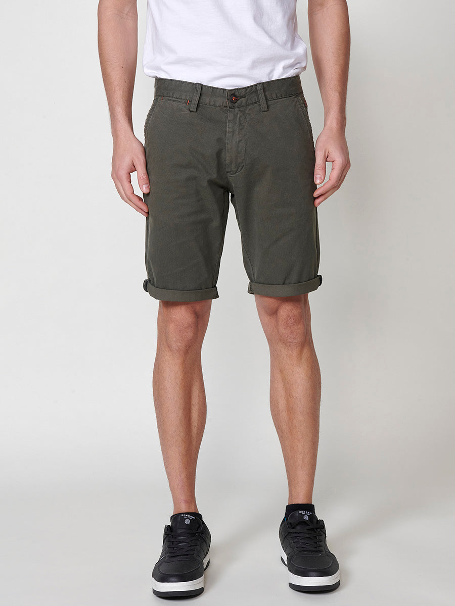 Short chino homme vert en coton micro imprimé - Koroshi 2511PS08