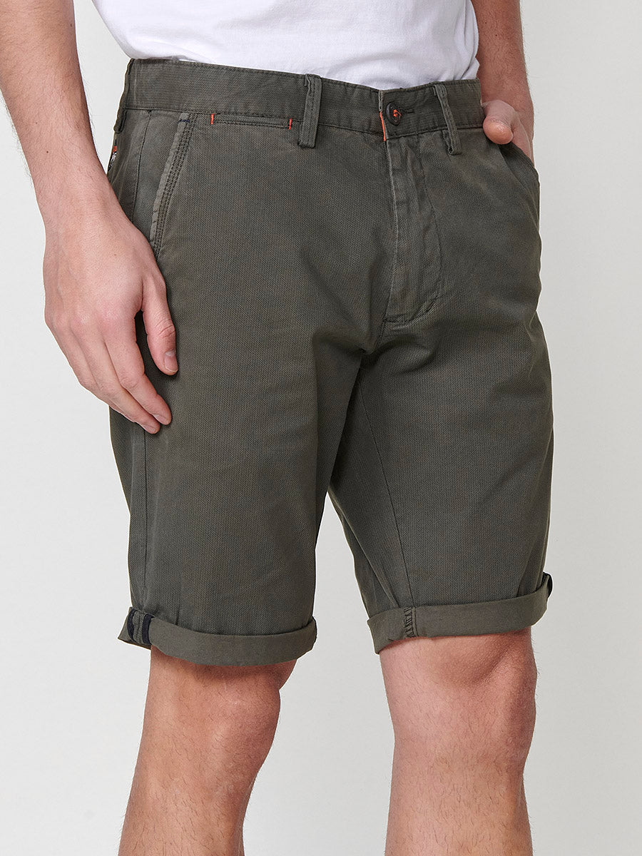 Short chino homme vert en coton micro imprimé - Koroshi 2511PS08