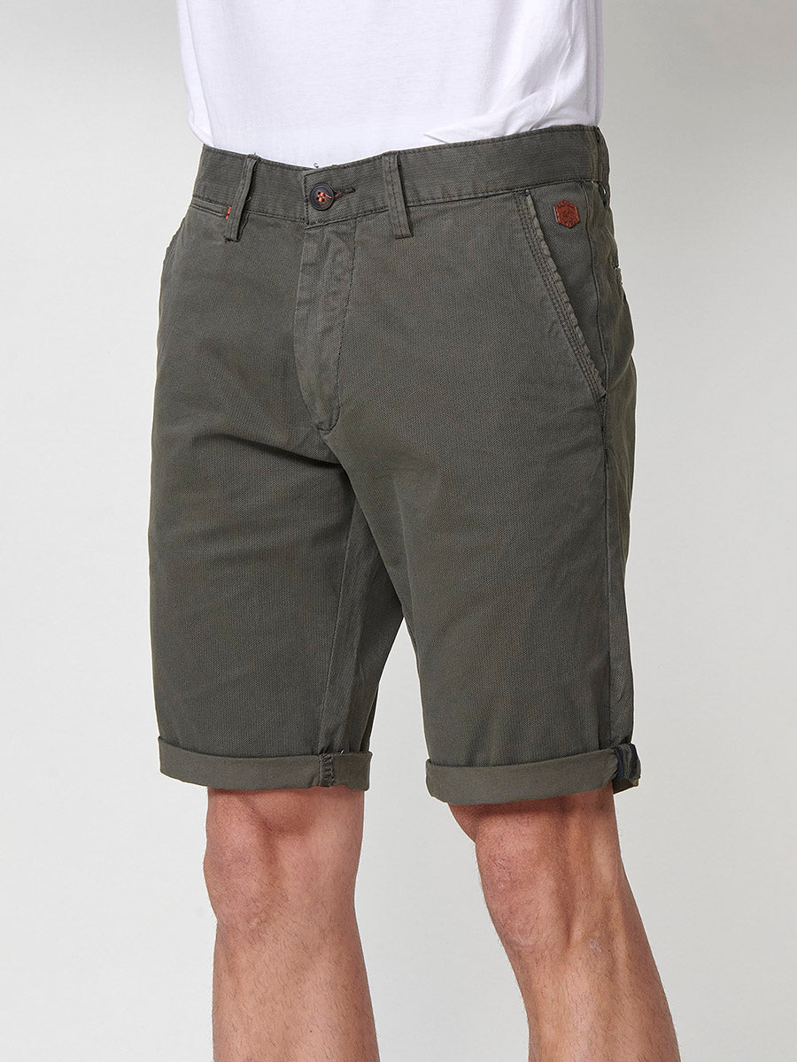Short chino homme vert en coton micro imprimé - Koroshi 2511PS08