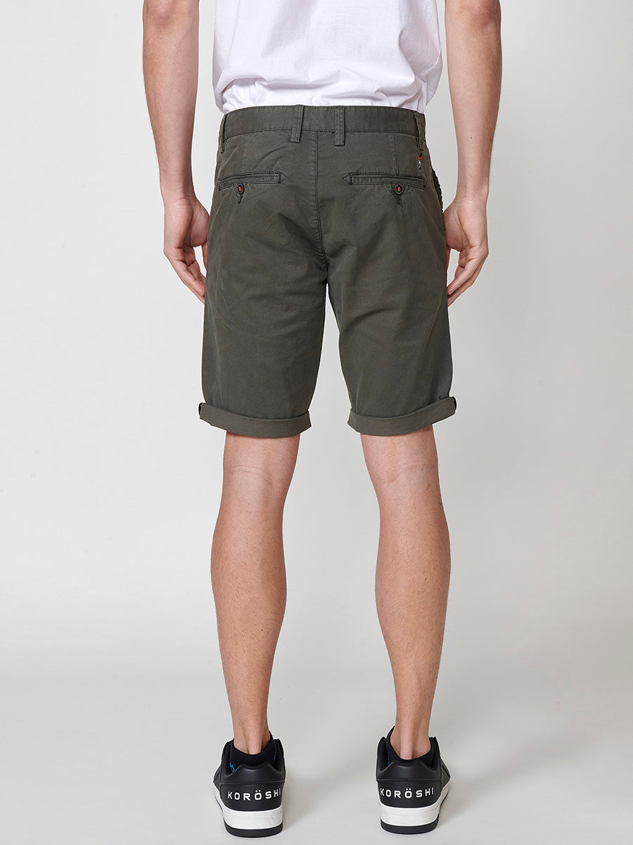 Short chino homme vert en coton micro imprimé - Koroshi 2511PS08