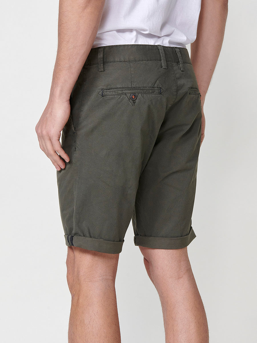 Short chino homme vert en coton micro imprimé - Koroshi 2511PS08