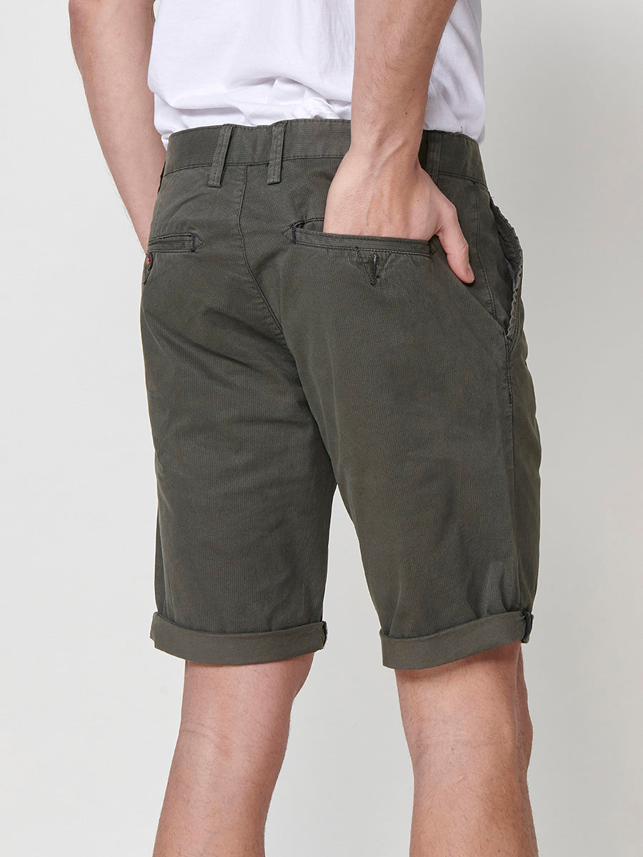 Short chino homme vert en coton micro imprimé - Koroshi 2511PS08