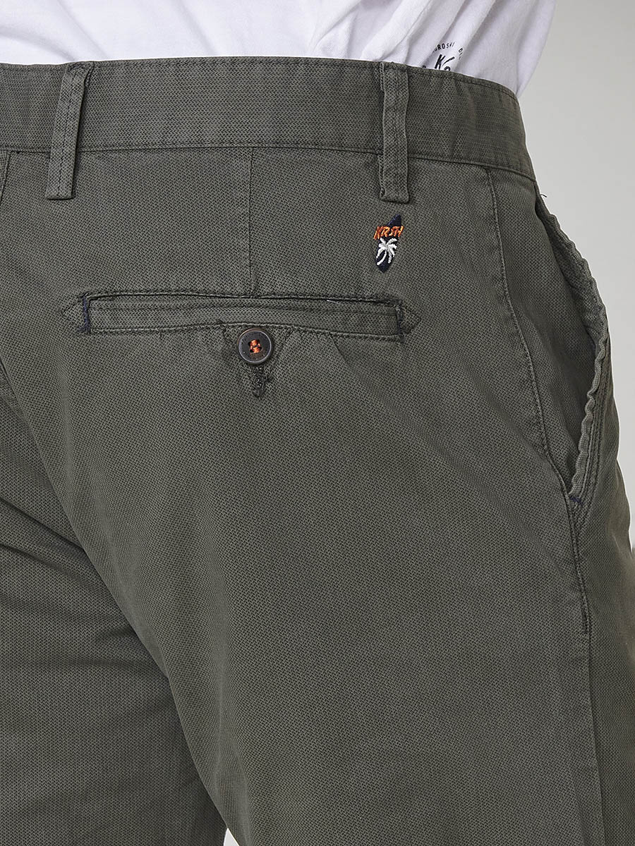 Short chino homme vert en coton micro imprimé - Koroshi 2511PS08