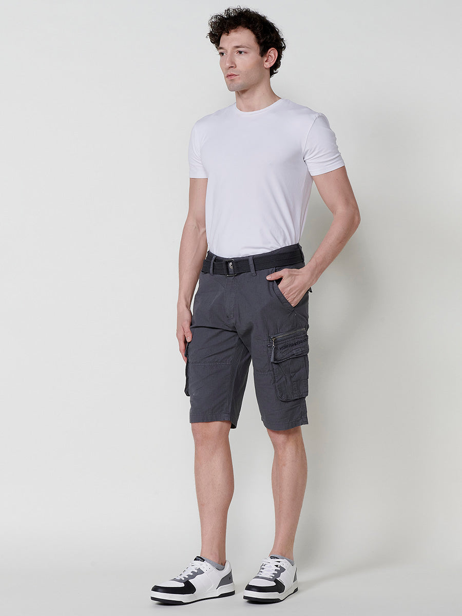 Men's gray ripstop cotton cargo shorts - Koroshi 2511PS11