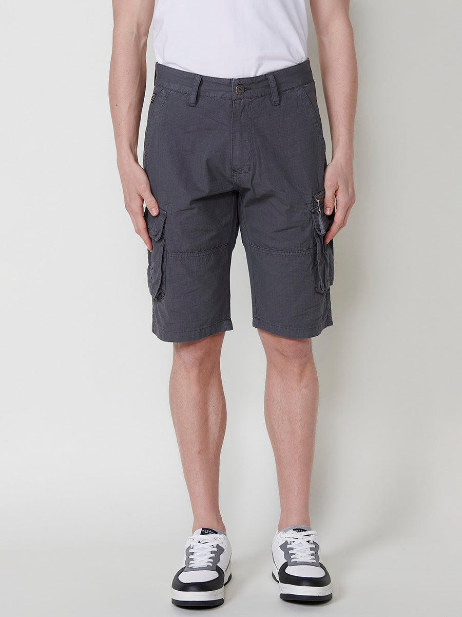 Men's gray ripstop cotton cargo shorts - Koroshi 2511PS11