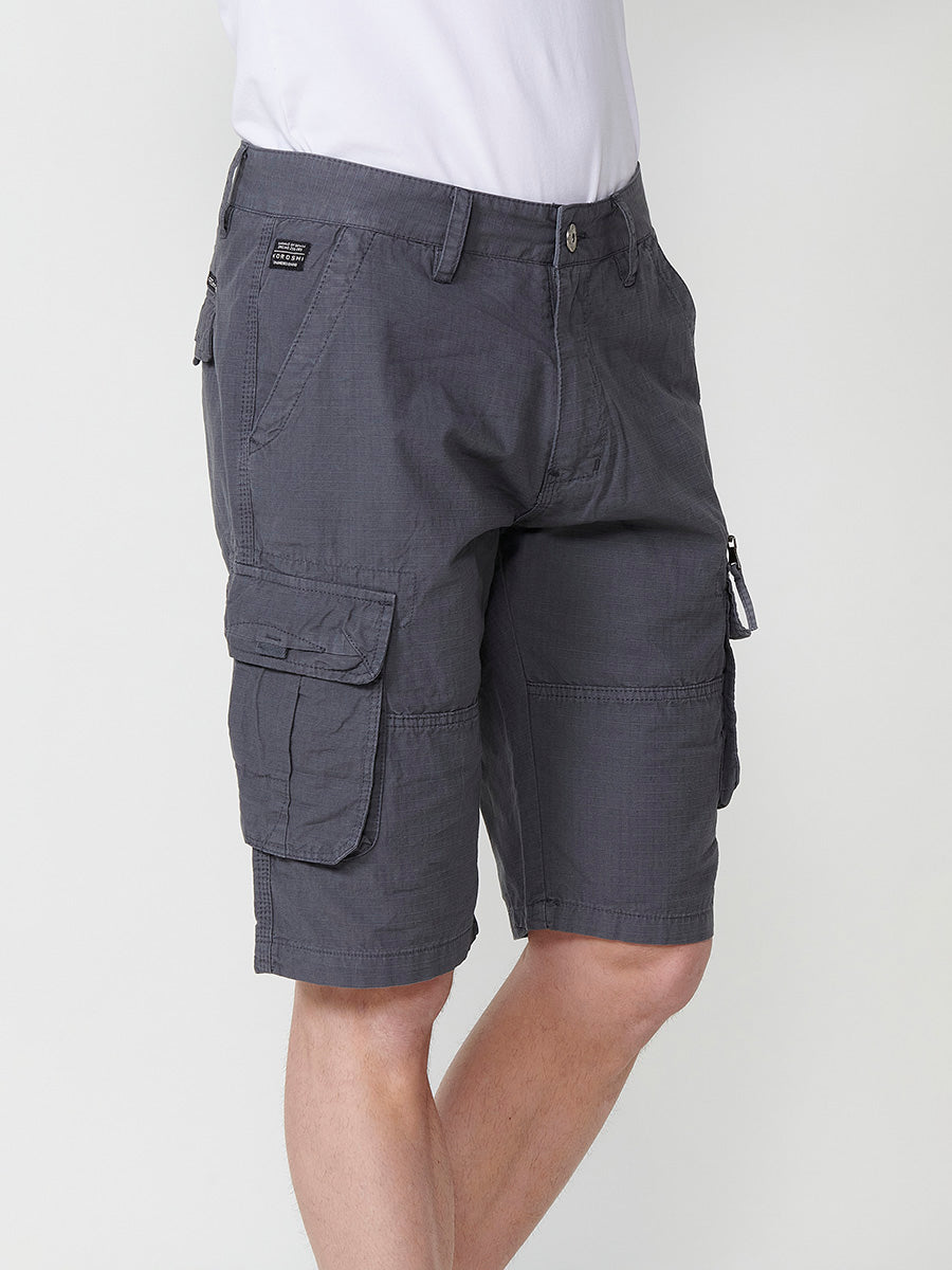 Men's gray ripstop cotton cargo shorts - Koroshi 2511PS11