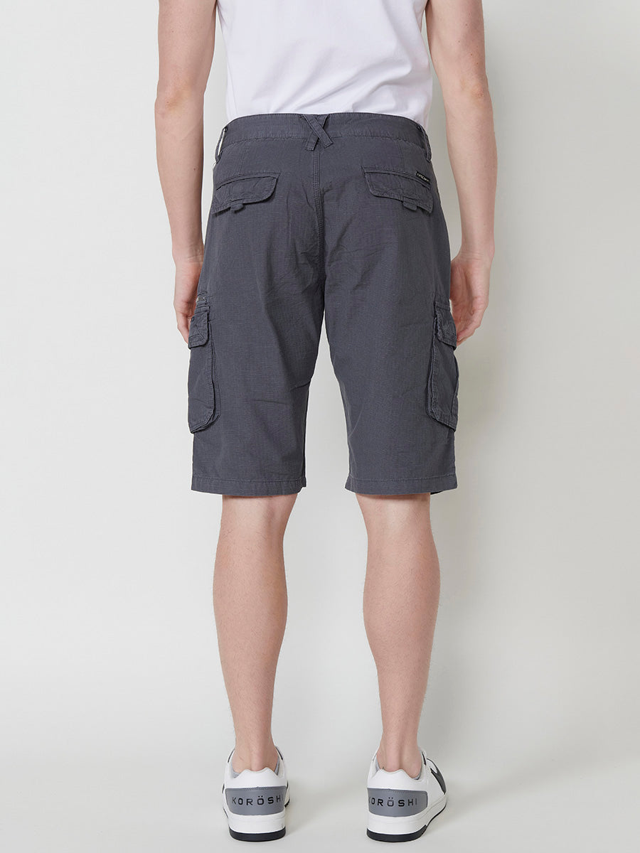 Men's gray ripstop cotton cargo shorts - Koroshi 2511PS11