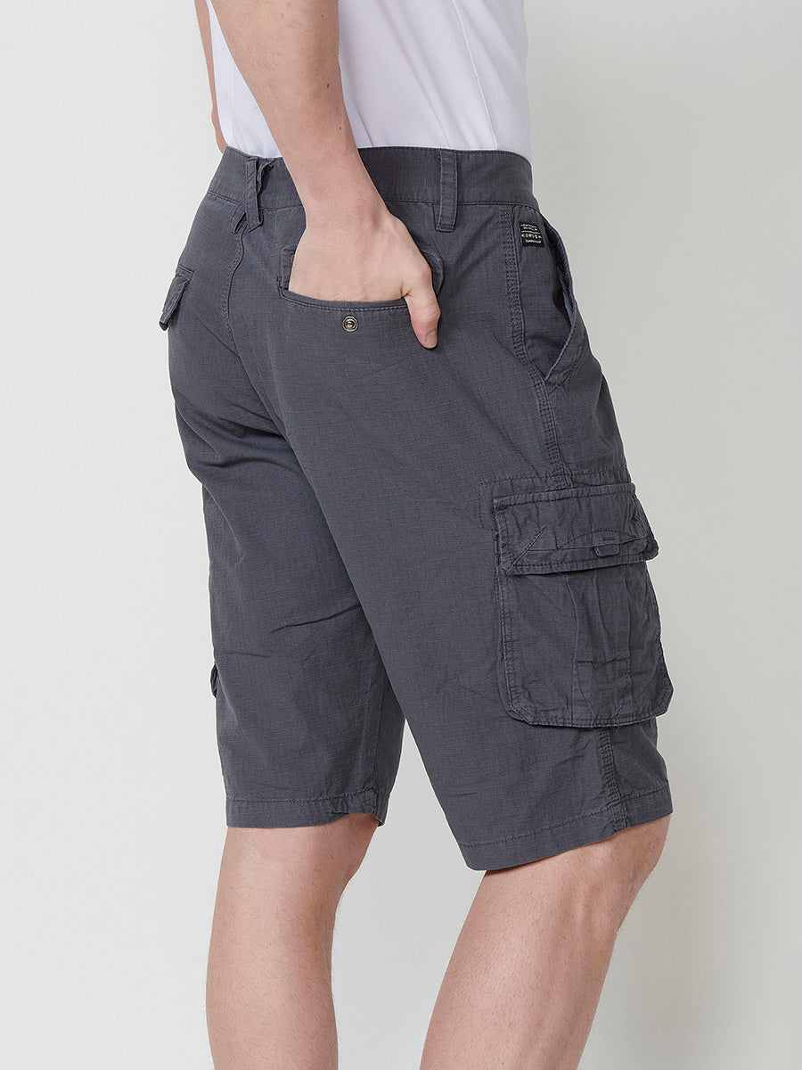 Men's gray ripstop cotton cargo shorts - Koroshi 2511PS11