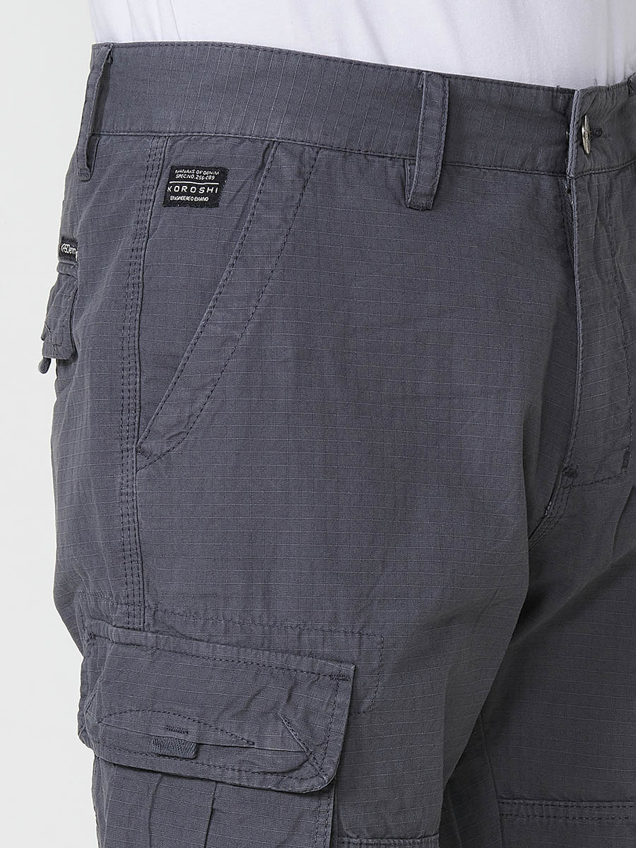Men's gray ripstop cotton cargo shorts - Koroshi 2511PS11