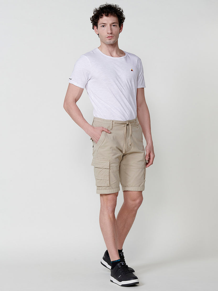 Bermuda cargo algodón elástico hombre beige - Koroshi 2511PS12