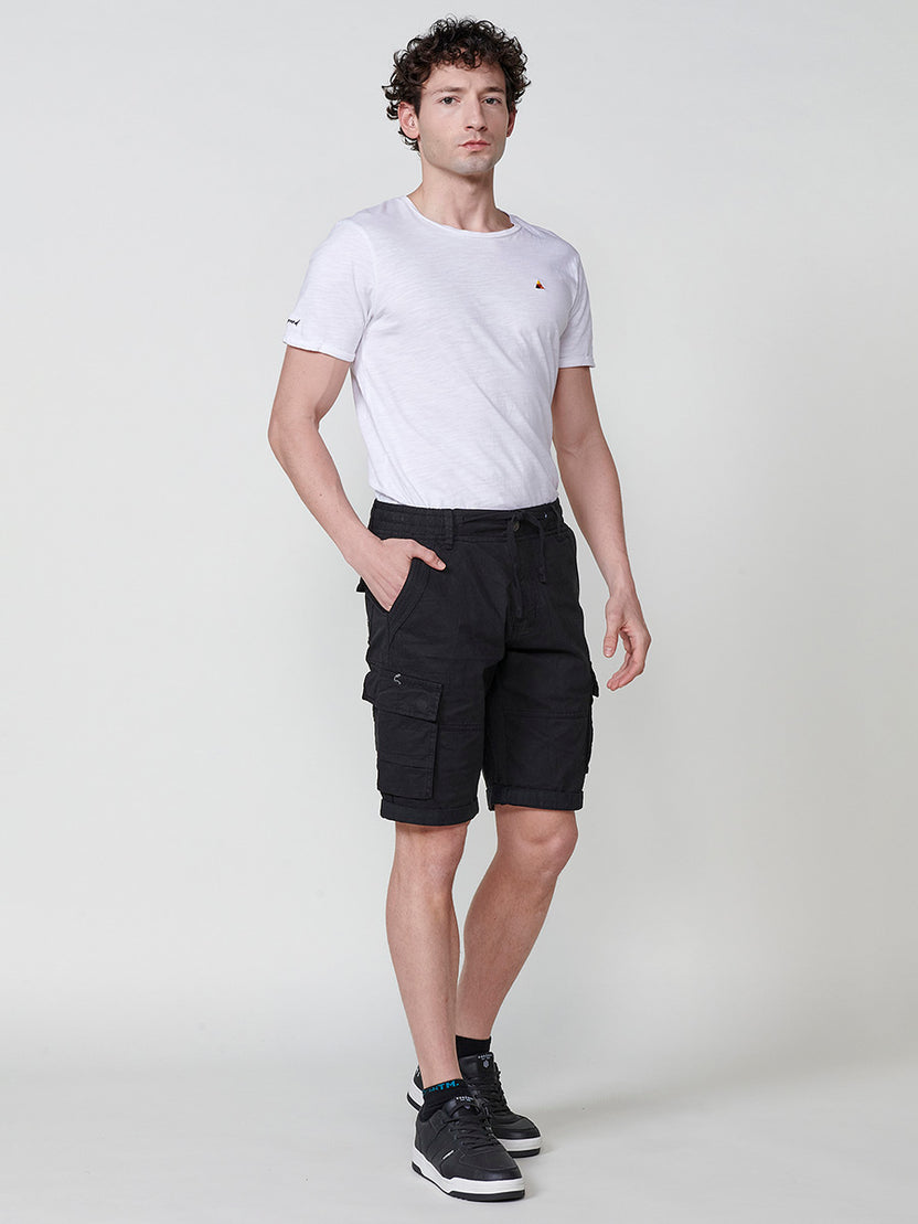 Bermuda cargo algodón elástico hombre negro - Koroshi 2511PS12