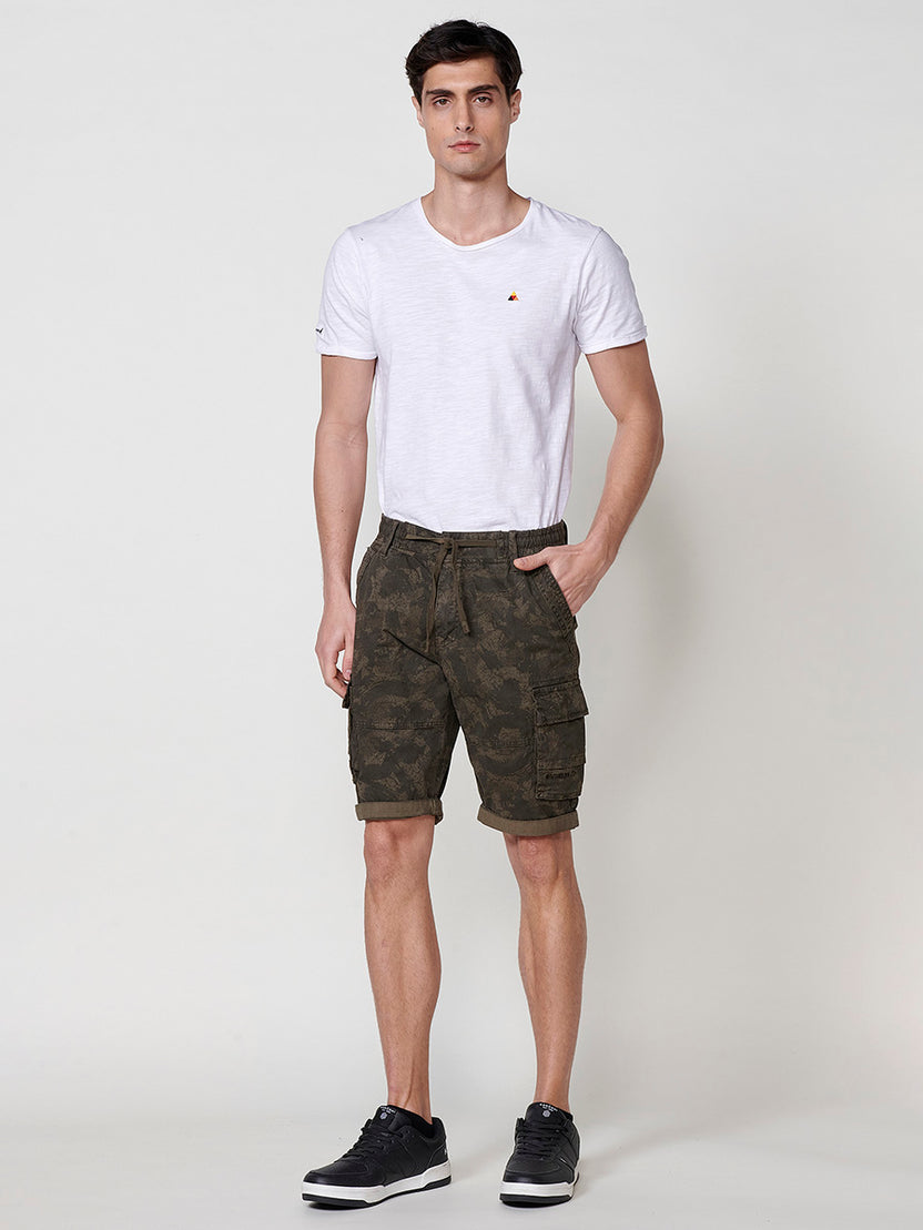 Bermuda cargo algodón elástico hombre verde - Koroshi 2511PS12