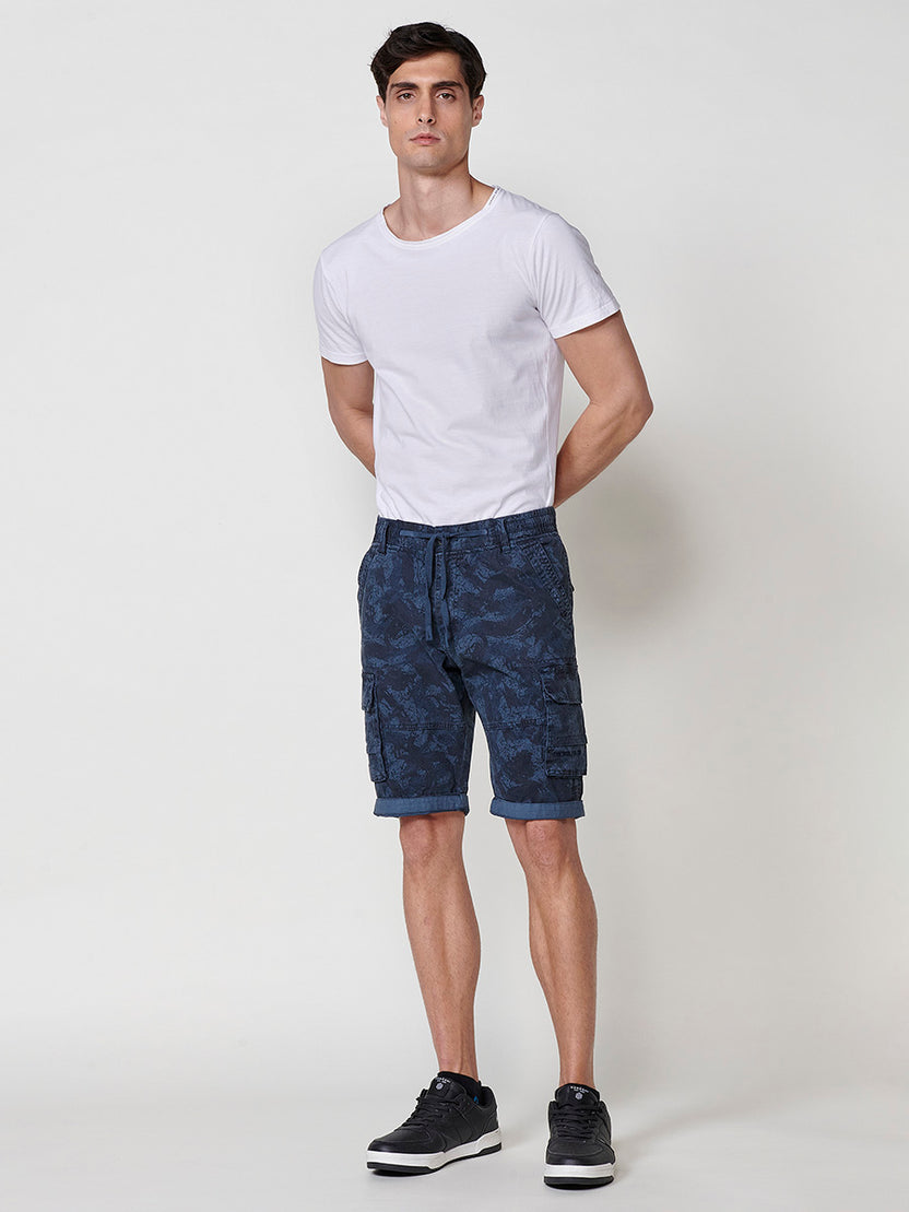 Bermuda cargo algodón elástico hombre navy - Koroshi 2511PS12