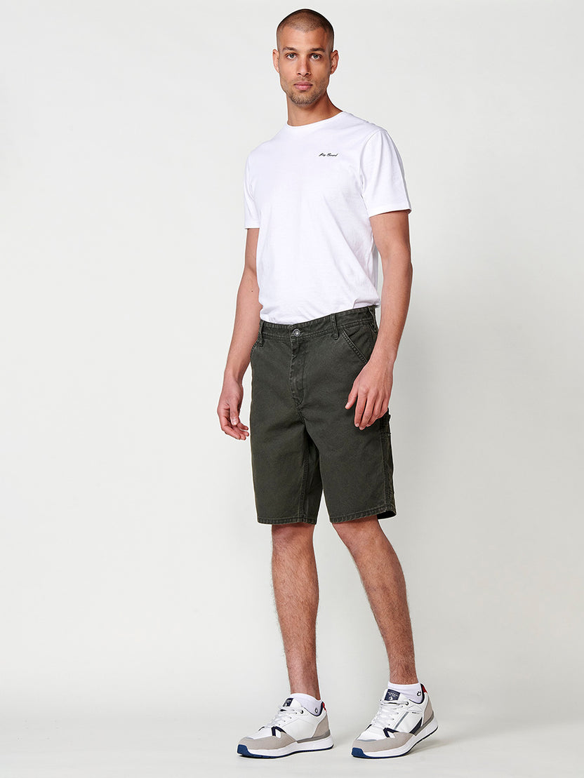 Bermuda carpenter canvas algodón relaxed hombre verde - Koroshi 2511PS14
