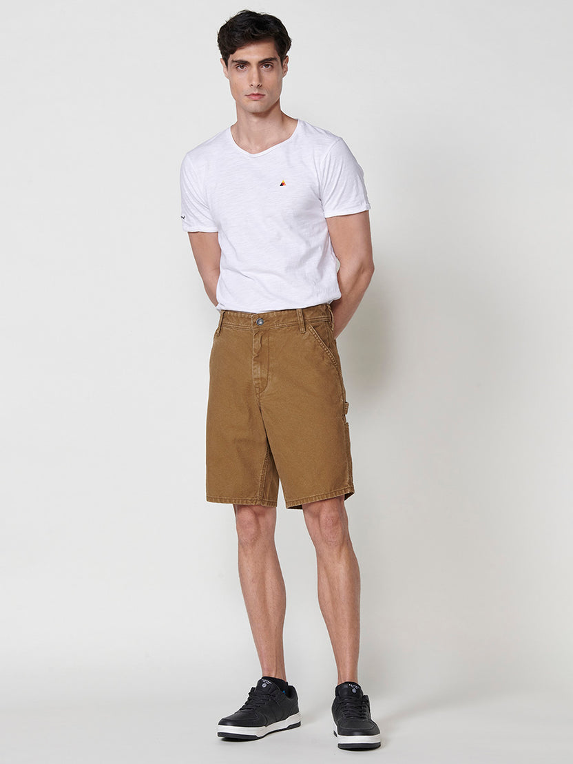 Bermuda carpenter canvas algodón relaxed hombre tostado - Koroshi 2511PS14