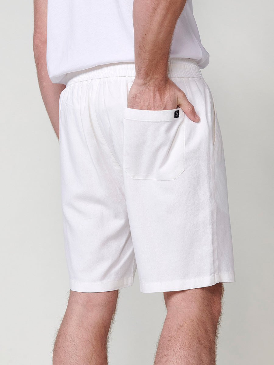 Short en lin viscose avec cordon de serrage écru homme - Koroshi 2511PS16