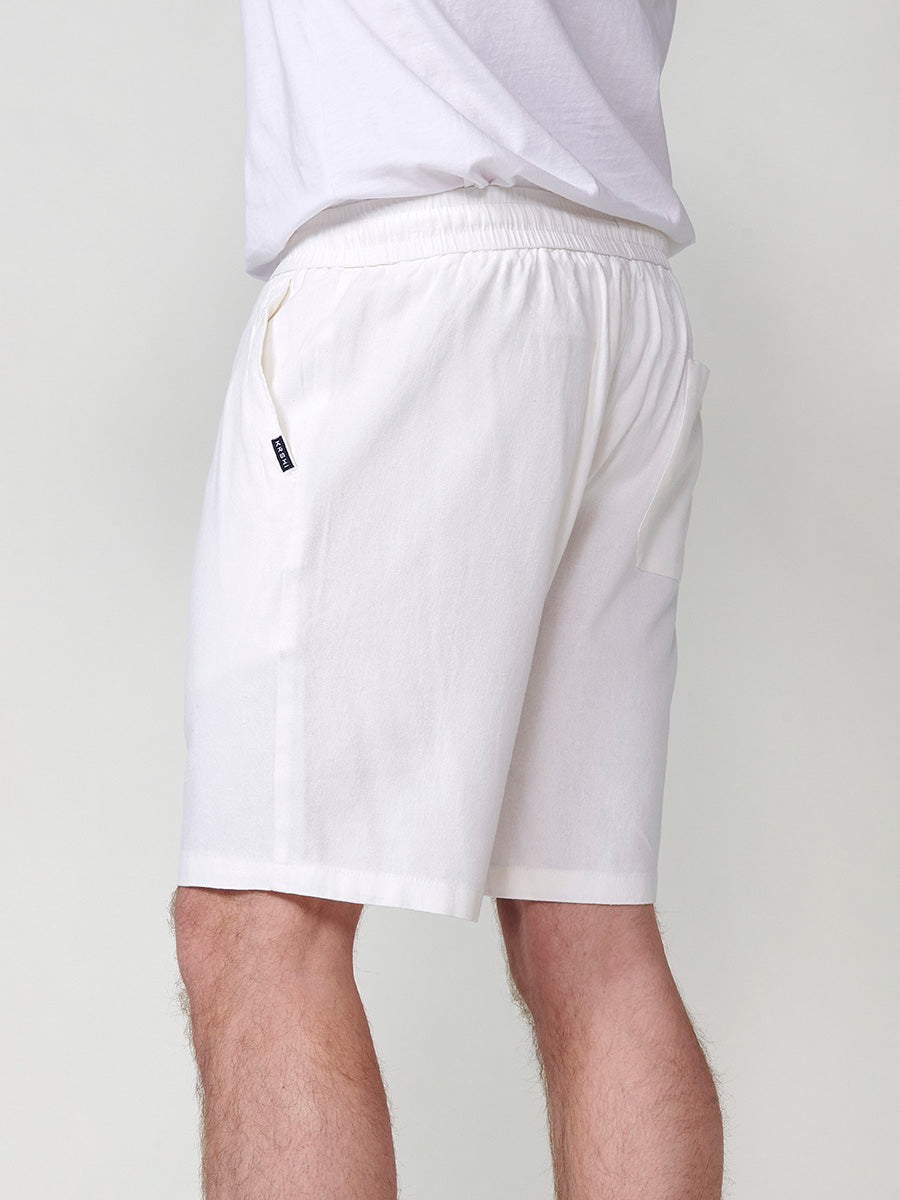 Short en lin viscose avec cordon de serrage écru homme - Koroshi 2511PS16