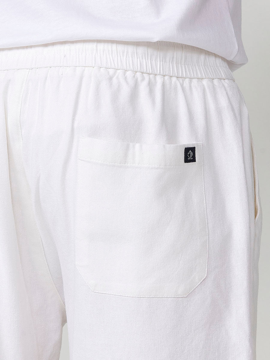 Short en lin viscose avec cordon de serrage écru homme - Koroshi 2511PS16