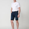 Regular fit denim shorts with washed effect for men in dark