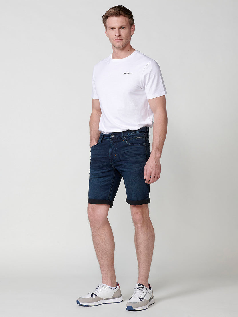 Bermuda knit denim regular efecto lavado hombre azul oscuro - Koroshi 2511PS19