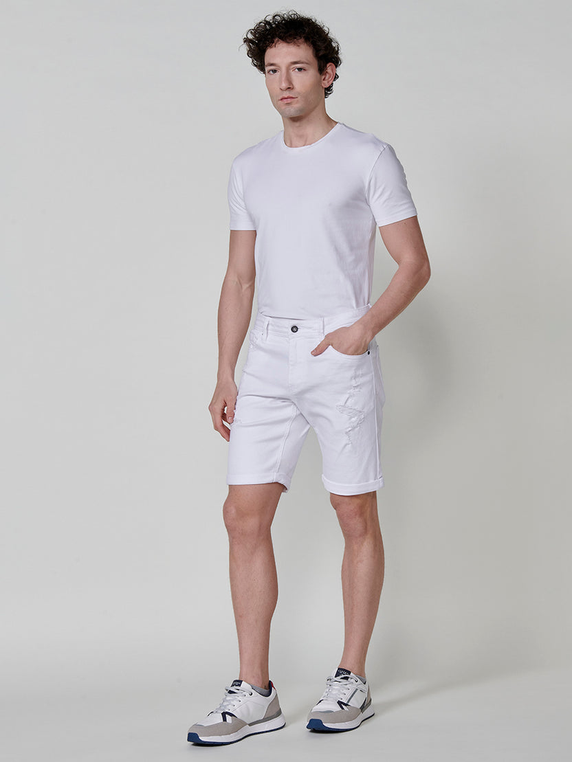 Bermuda twill algodón regular rotos hombre blanca - Koroshi 2511PS24