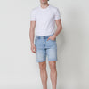 Regular Fit Denim Bermuda Shorts with Five Pockets and Distressed Wash Effect in Light for Men