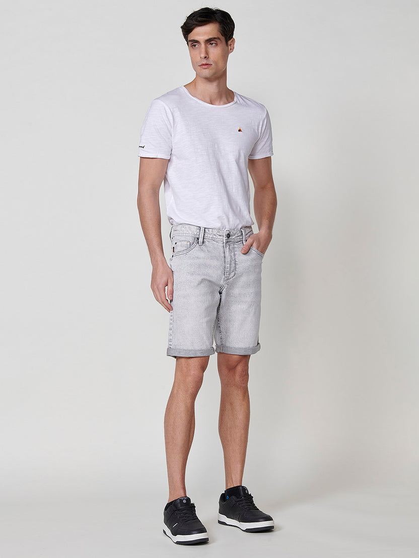 Bermuda denim regular efecto lavado hombre gris denim - Koroshi 2511PS27