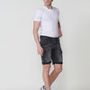 Regular Fit Denim Workwear Bermuda Shorts with Leg Pockets and Distressed Wash Effect for Men