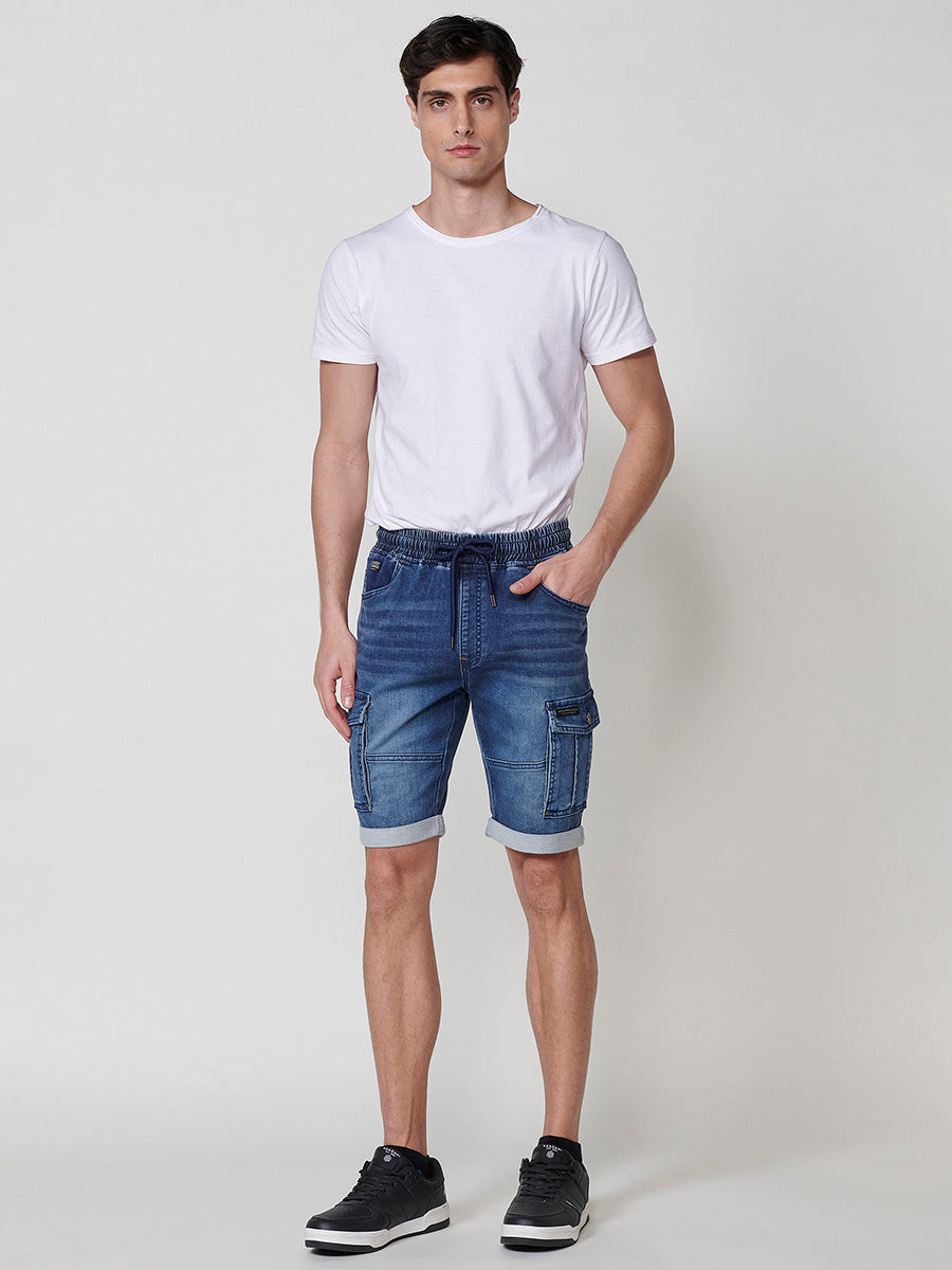Short jogger càrrec denim elàstic home blau mitjà - Koroshi 2511PS86