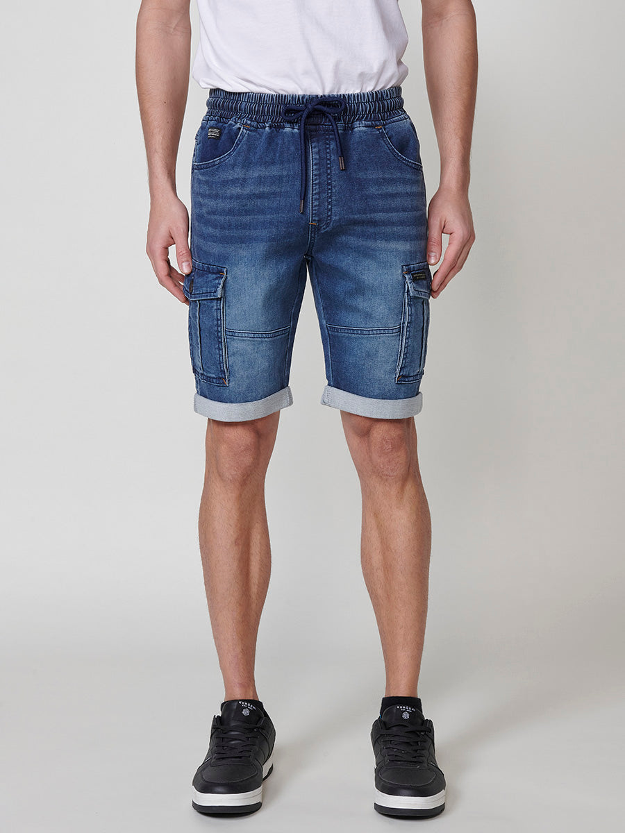 Short jogger càrrec denim elàstic home blau mitjà - Koroshi 2511PS86